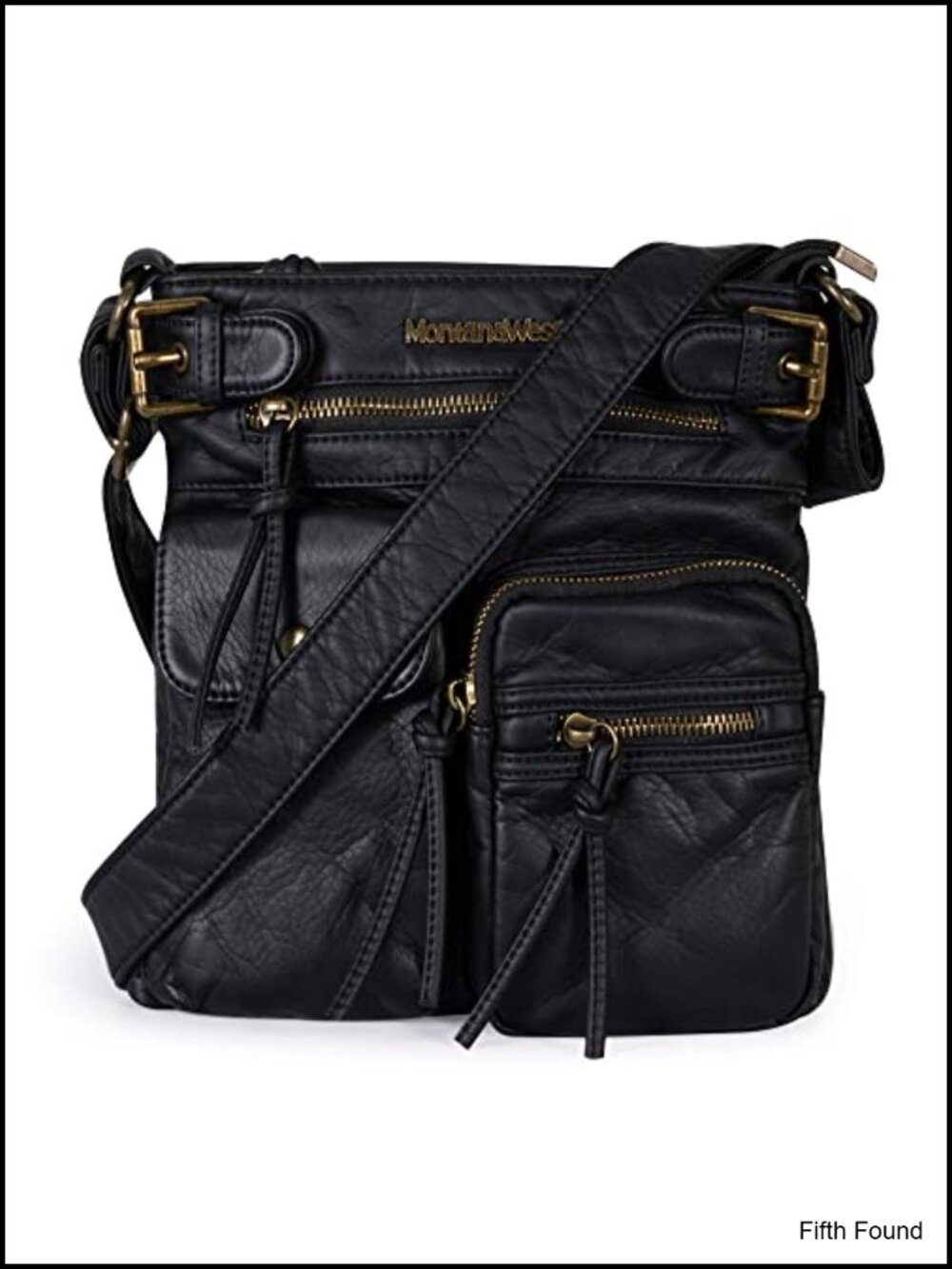 Soft Washed Leather Crossbody Bag with 9 Pockets